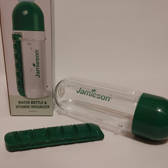 AMAZING Jamieson Water Bottle & Vitamin Organizer BNIP 20oz/600 ml - Picture 1 of 7
